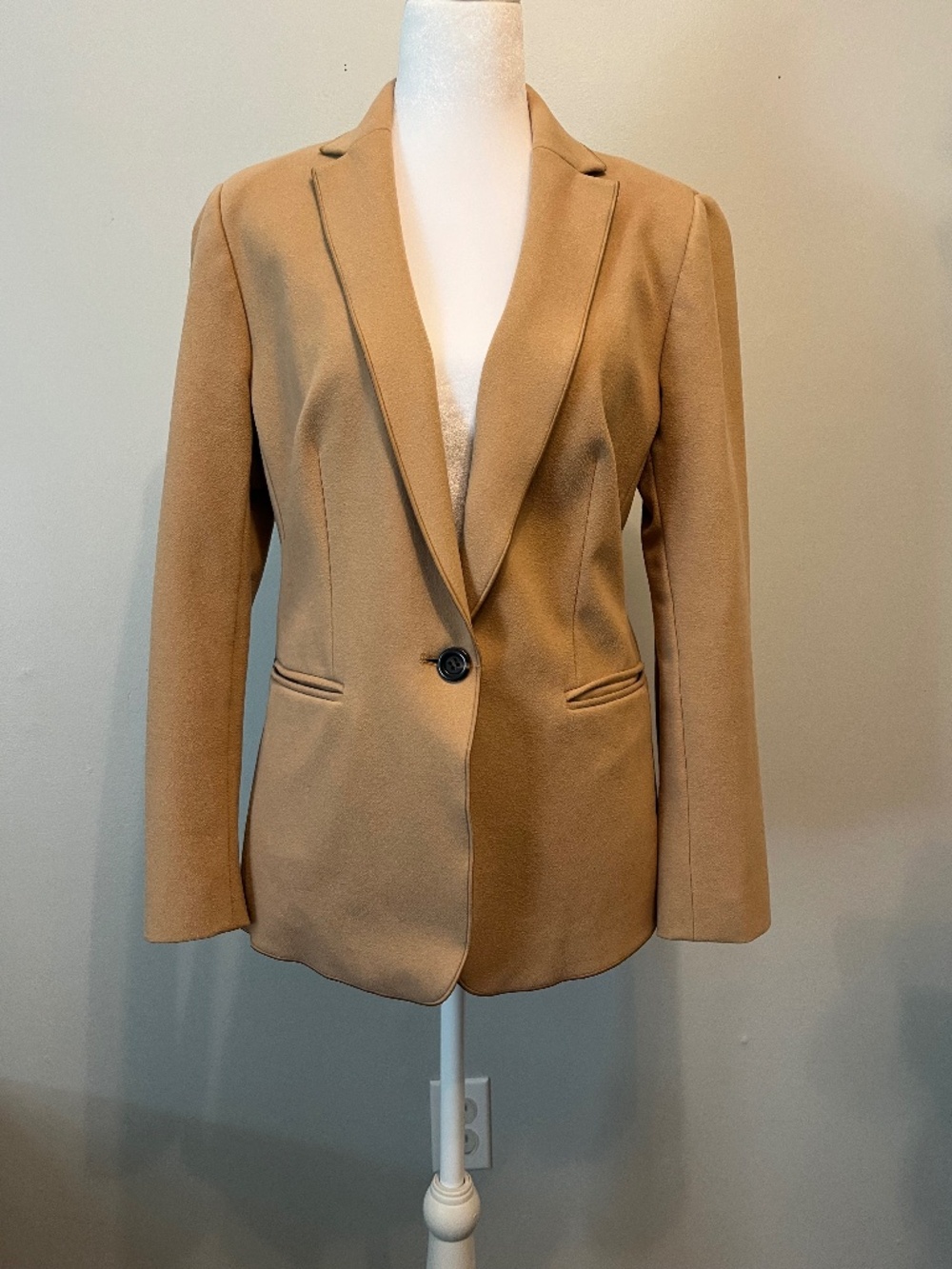 Ann Taylor Petite Camel Blazer Sz 12P Single Button Career Jacket